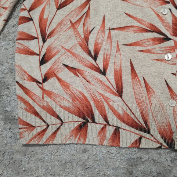 ANN TAYLOR Factory Leaf Print Button Front Cardigan, 100 Cotton, XL - Picture 8 of 11